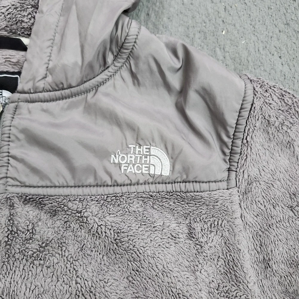 The North Face Jacket Womens Small Gray Hooded Fleece Full Zip Pockets Outdoor